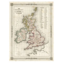 Antique Map of the British Isles with Outline Coloring