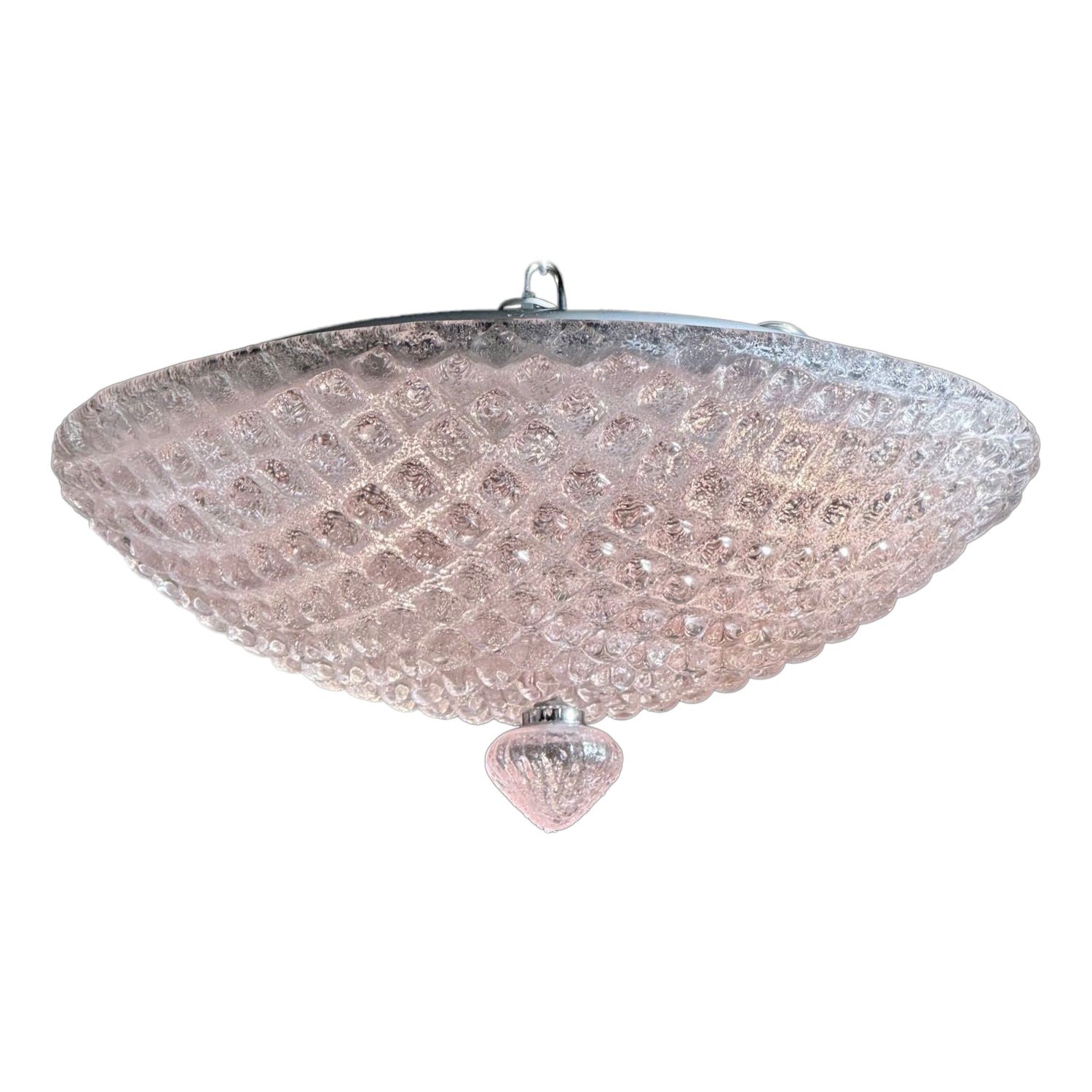 Murano Pink Glass Flush Mount Chandelier For Sale