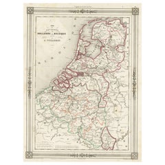 Antique Map of the Netherlands, Belgium and Luxembourg