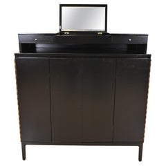 Retro Paul McCobb Irwin Collection Black Lacquered Gentleman's Chest, Newly Refinished