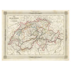 Swiss Splendor: Antique Map of Switzerland and Its Cantons, 1852
