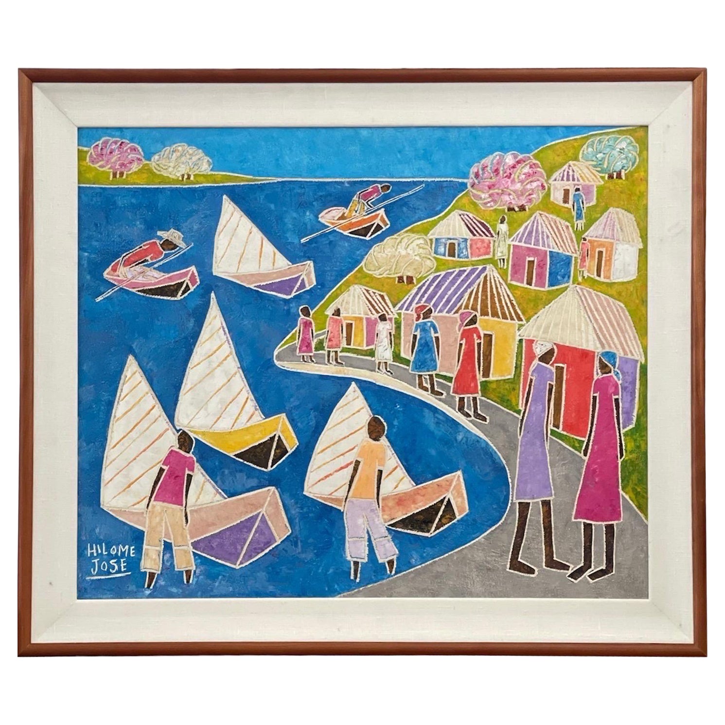 Framed Painting by Hilome Jose in Distinctive Style For Sale at 1stDibs