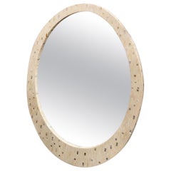 Ron Seff Egg Form Bone & Mother of Pearl Inlaid Mirror
