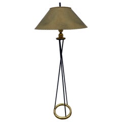 Gerald Thurston Style Tripod Floor Lamp with Brass Ring