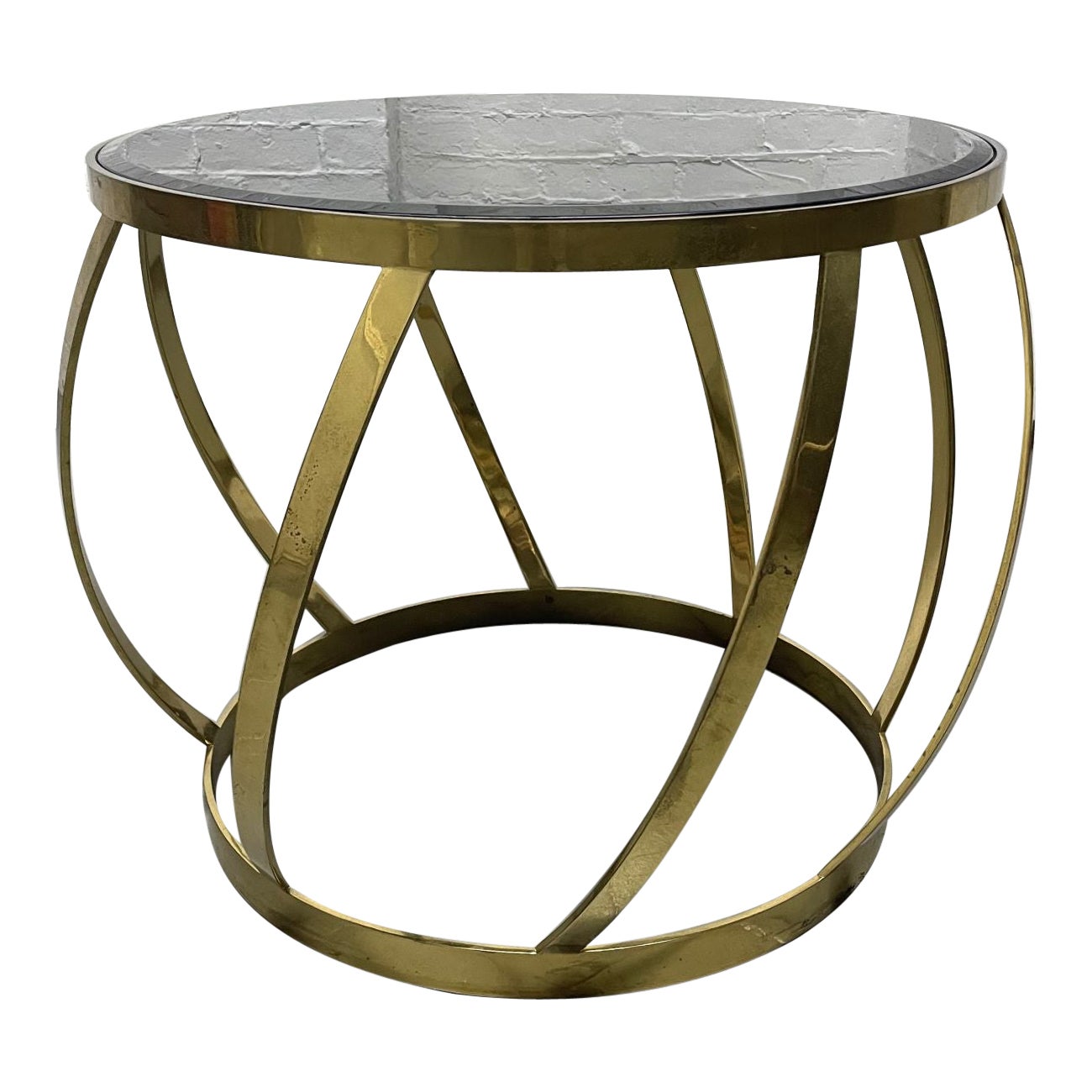 Karl Springer Brass and Onyx Top Side Table For Sale