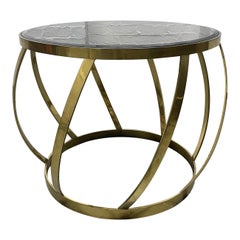 Karl Springer Brass and Onyx Top Side Table
