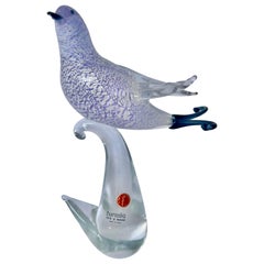Lavender Colored Hand Blown Murano Glass Bird, Early 20th Century