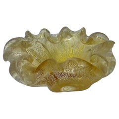 Gold Hand Blown Gold Speckled Murano Dish