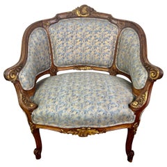French Armchair with Fortuny Fabric, 19th Century