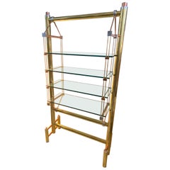 2001 Gorgeous Brass Steel and Copper Modernist Italian Bookcase