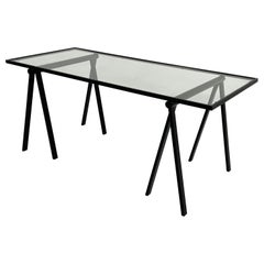 Trestle Steel and Glass Desk by Rodney Kinsman for Bieffeplast, 1980s