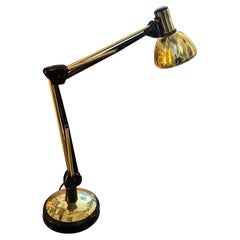 1970s Mid-Century Modern Gilt Metal Italian Adjustable Desk Lamp