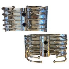1970s High Quality Rare Space Age Chromed Metal Italian Wall Sconces