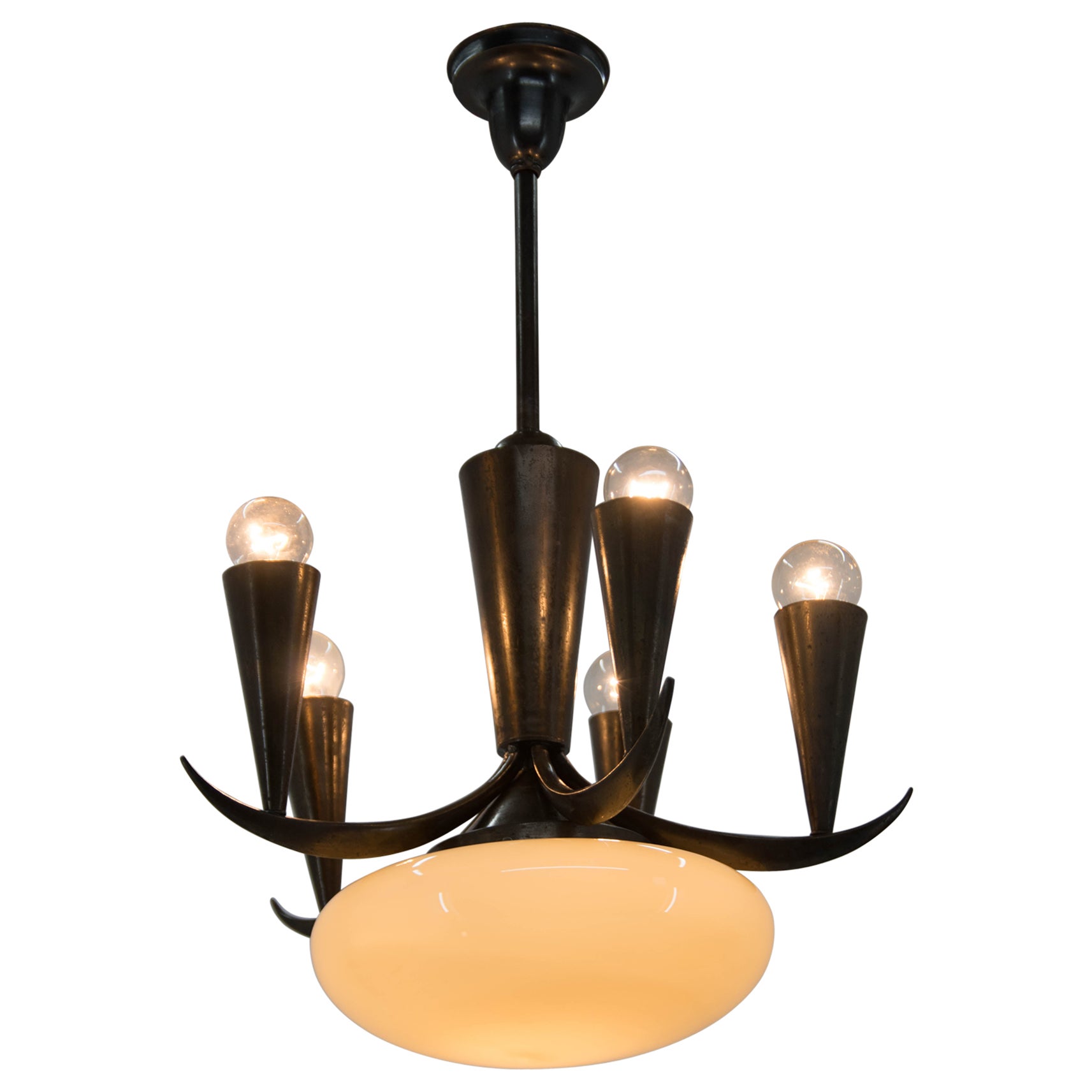 Rare Cubistic Chandelier by IAS, 1910s For Sale