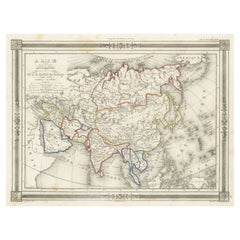 Carte ancienne d'Asie, avec bordure de style cadre