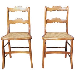 Early American Ladder Back Maple and Cane Seat Chairs, a Pair, circa 1880s