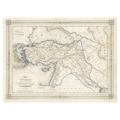 Antike Karte der Türkei in Asien, mit Rahmenbordüre