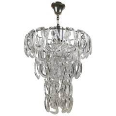 Giogali Crystal Ceiling Lamp Designed by Angelo Mangiarotti for Vistosi