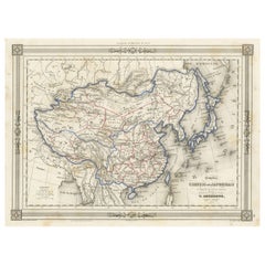 Antike Karte von China und Japan, mit Rahmenbordüre
