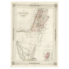 Antique Map of the Holy Land, with Frame Style Border