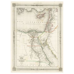 Antique Map of Egypt and Palestine, with Frame Style Border, 1852
