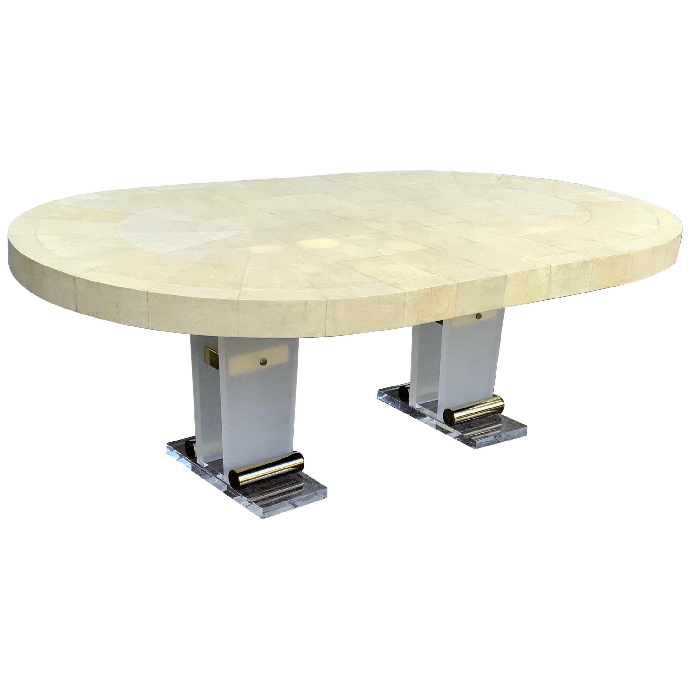 Ron Seff Shagreen and Lucite Dining Room Table For Sale