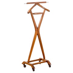 20th Century Ico Parisi Single Coat Rack in Wood with Metal Casters, Brown 1950s