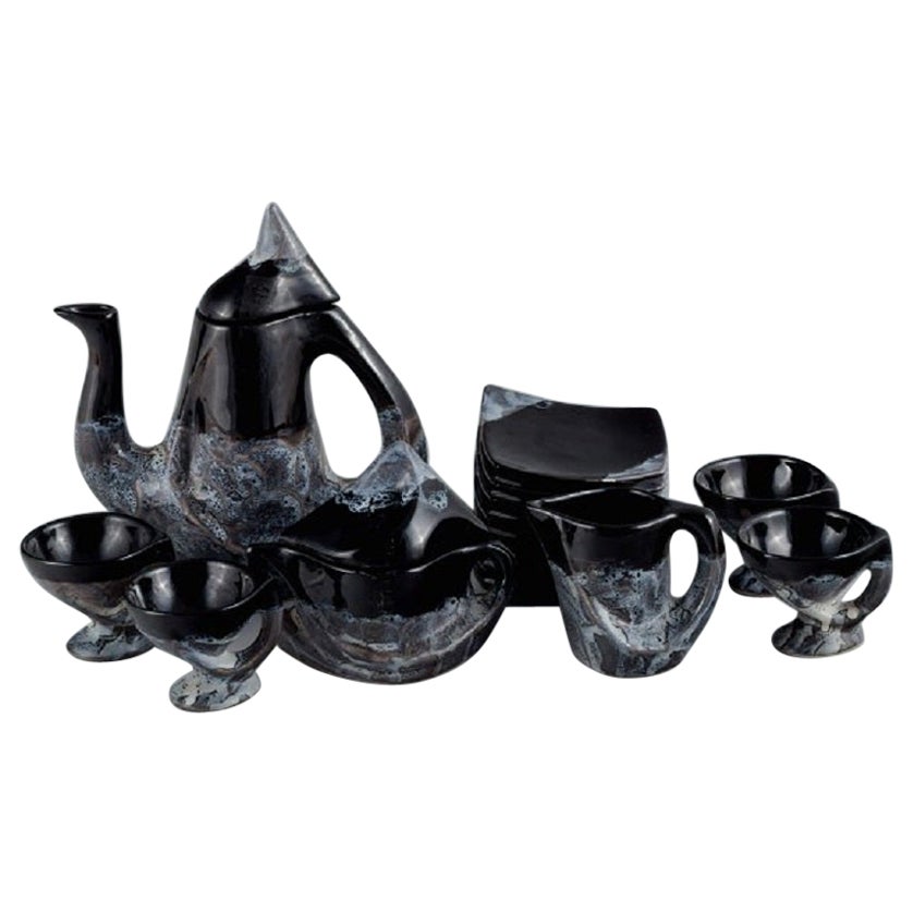 Vallauris, France, Modernistic Four-Person Coffee Service in Ceramics For Sale