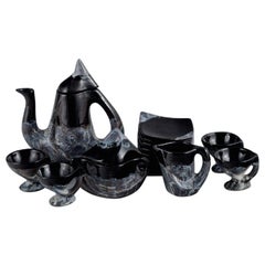 Vallauris, France, Modernistic Four-Person Coffee Service in Ceramics
