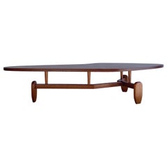 Table basse flottante biomorphique, John Keal pour Brown Saltman, acajou, années 1950