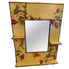Pretty Floral Decorated Lillian August Decoupage Vintage Mirror