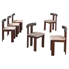 20th Century Mobilgirgi Set of 6 Chairs in Wood and Upholstery, 1970s