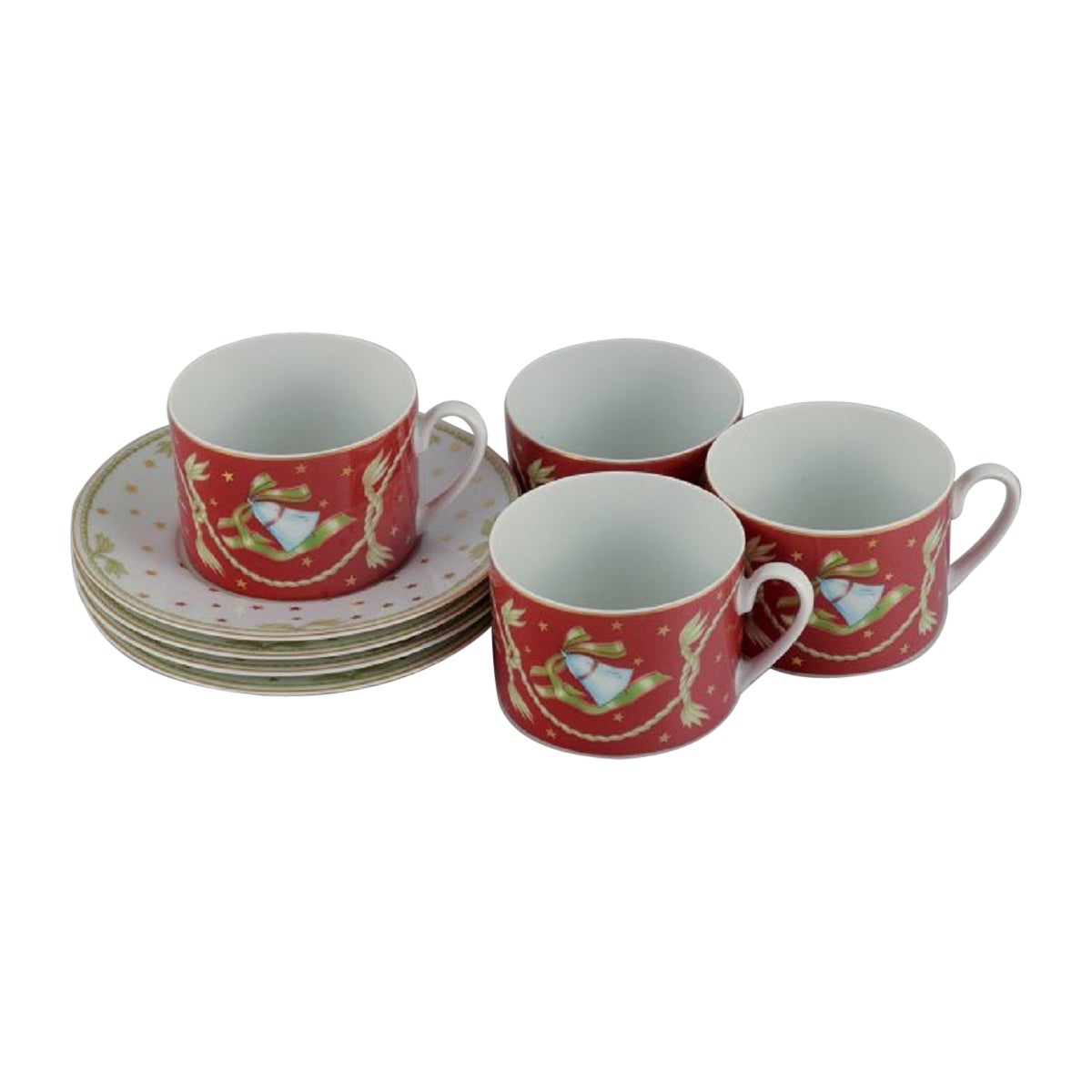 Rosenthal, a Set of Four Coffee Cups and Matching Saucers, Christmas Motifs