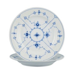 Royal Copenhagen, Blue Fluted Plain, a Set of Two Porcelain Dinner Plates