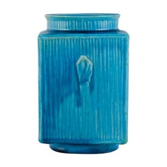 Svend Hammershøi for Kähler, Ceramic Vase with Turquoise Glaze