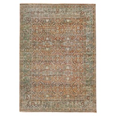 Apadana's Persian Tabriz Style Handmade Floral Wool Rug with Copper Field