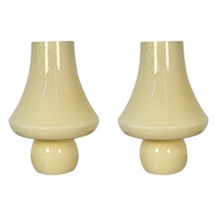 Palatial Pair Italian Mid-Century Modern Murano Mushroom Lamps, Space Age Modern