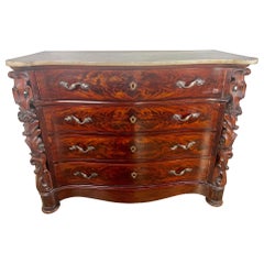 Antique 19th Century English Feathered Mahogany '4' Drawer Commode