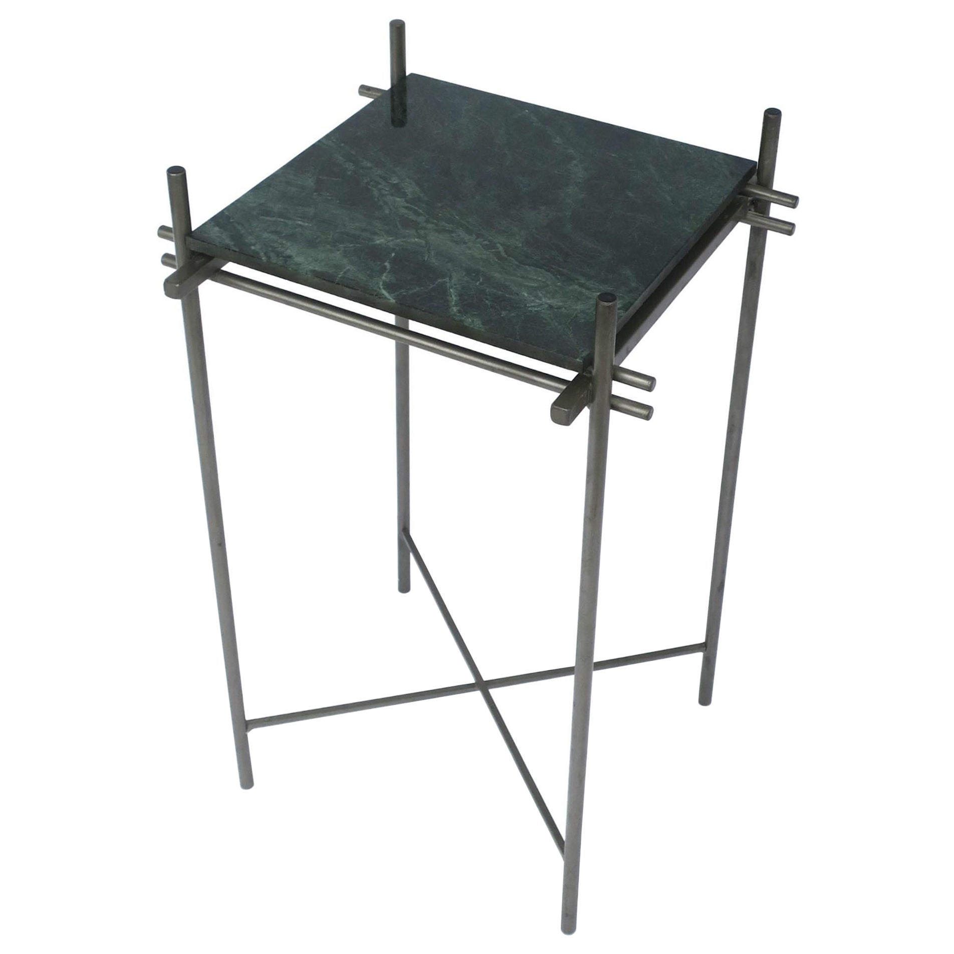 Italian Postmodern Dark Green Marble Drinks Side Table For Sale