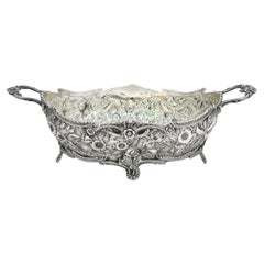 Sterling Silver S Kirk & Son Antique Floral Repousse Serving Bowl with Handles