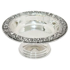 Sterling Silver S. Kirk & Son Antique Floral Repousse Footed Serving Plate