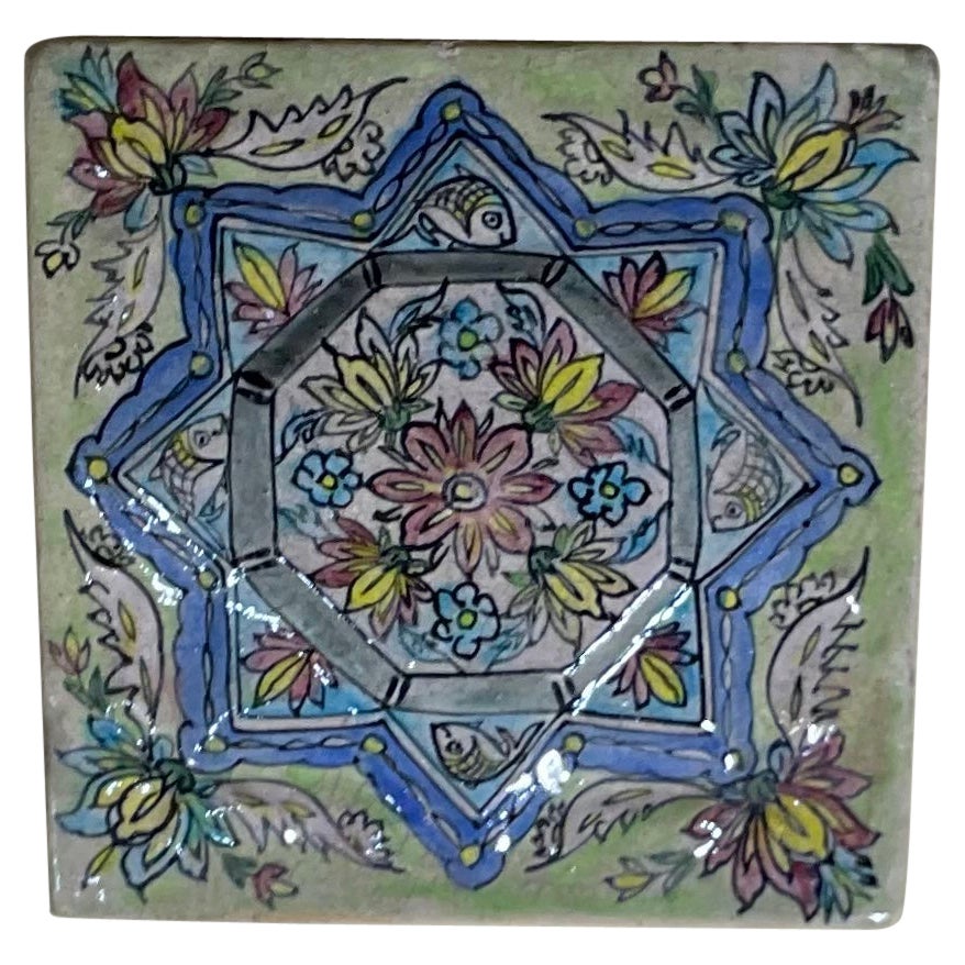 Wall Hanging Vintage Square Embossed Persian Tile