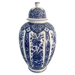 Italian Blue and White Delfts Porcelain Ginger Jar by Ardalt Blue Delfia