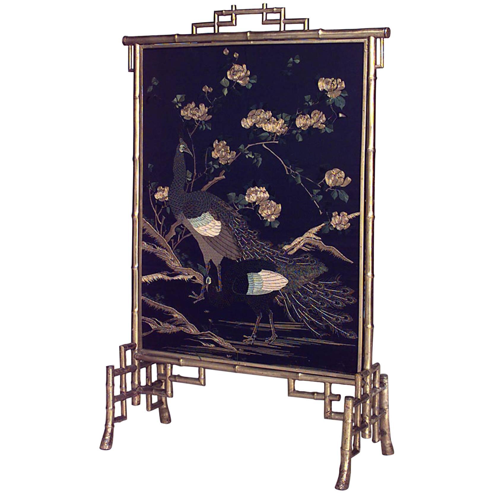 19th Century French Gilt Faux Bamboo Fire Screen