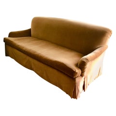 Velvet Sofa Retro High Back Scroll Arm George Smith Style Feather Filled