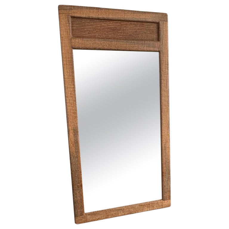 Andrianna Shamaris Minimalist Hand Carved Teak Wood Mirror For Sale at