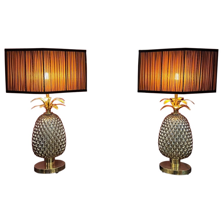 Pair of Gold Murano Glass Table Lamps Pineapple Shaped with Our ...