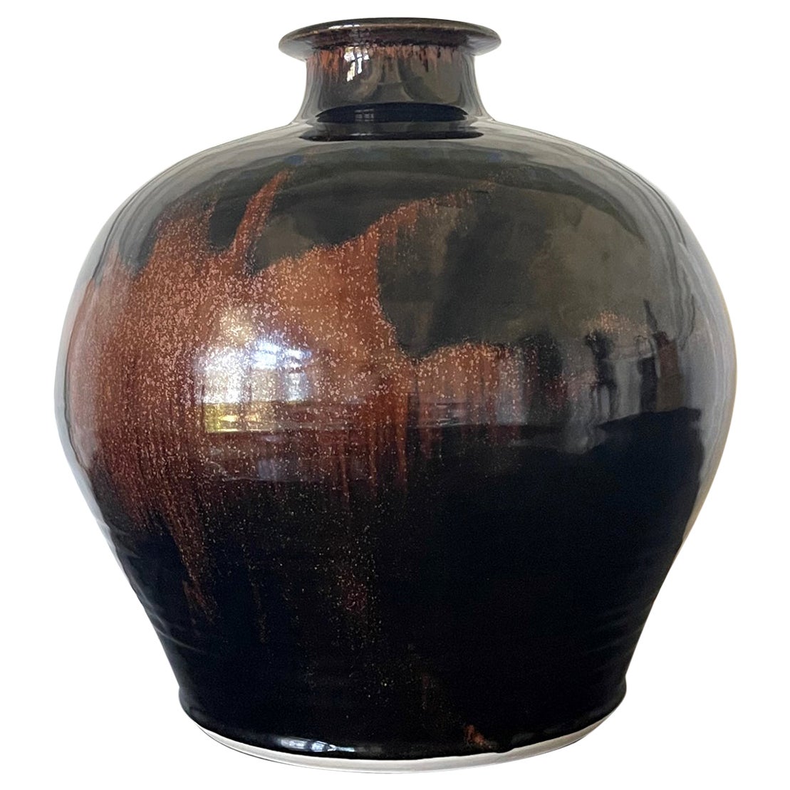 Large Ceramic Jar with Tenmoku Glaze by Brother Thomas Bezanson