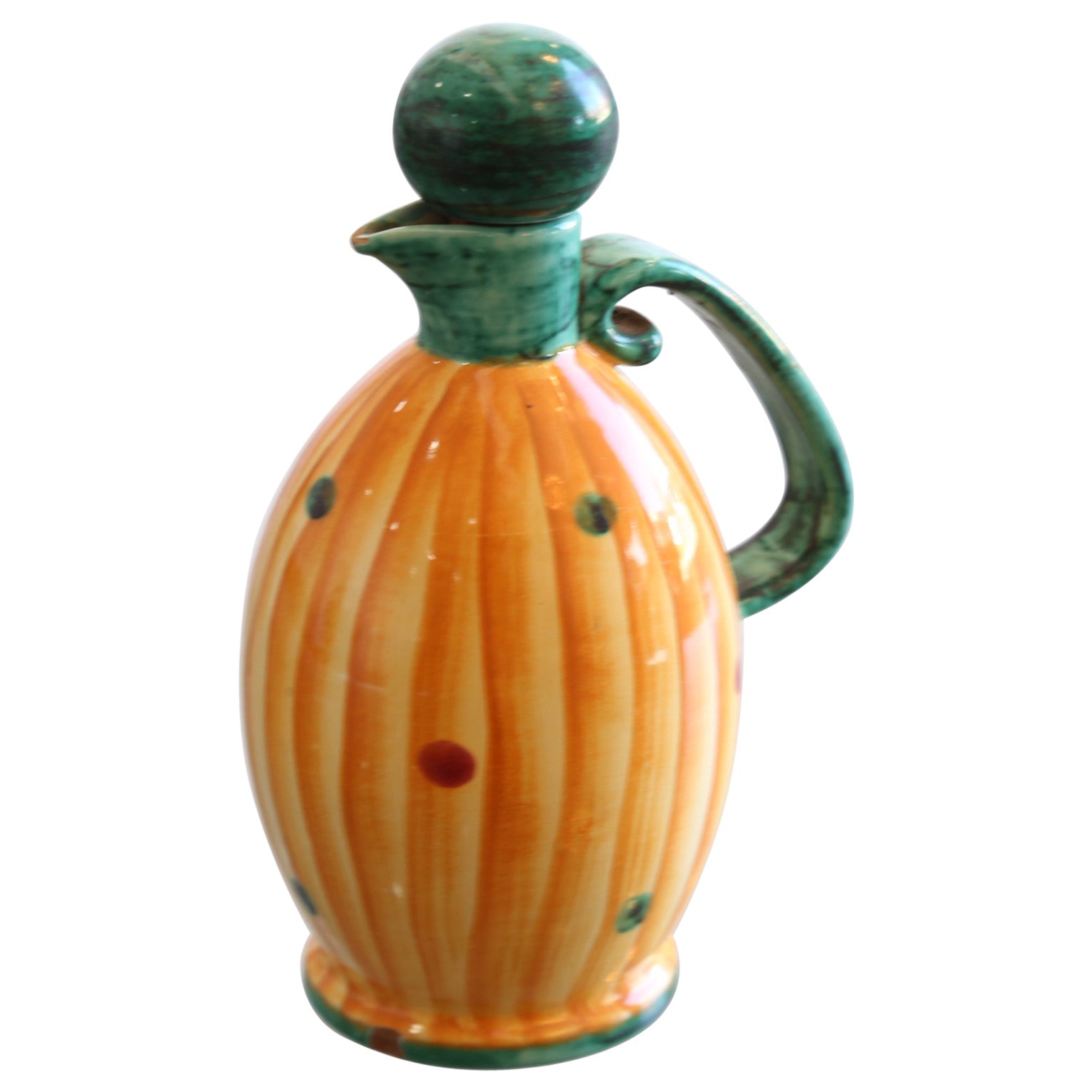 Pucci Umbertide Hand Painted Olive Oil Ceramic Bottle, 1950s For Sale