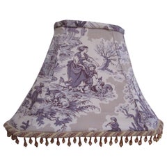 Lavender and White French Style Toile Lampshade with Beaded Trim